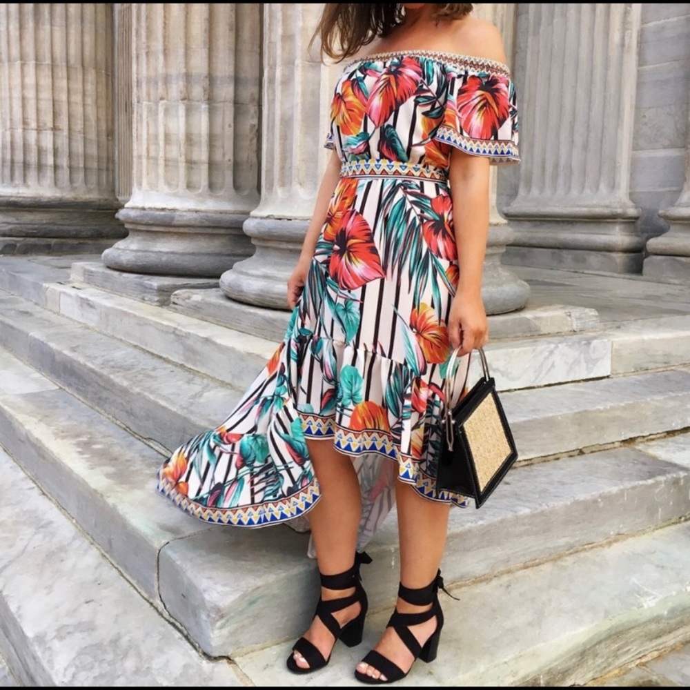 Off the shoulder floral maxi dress